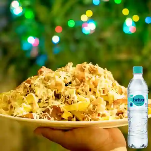 Combo Salchipapa con Todo + Brisa Sin Gas 600ML