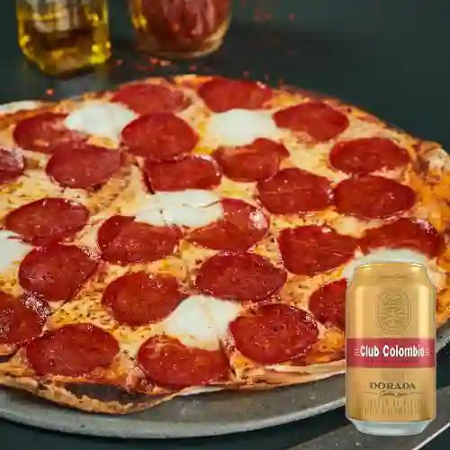 Combo Pizza Pepperoni&Queso Bocconcino + Club Col. Dorada 330ml