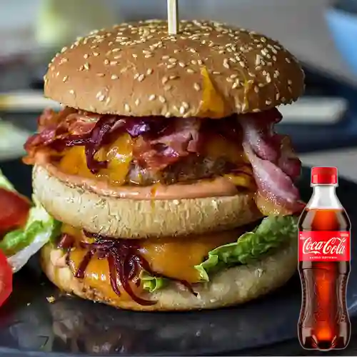 Hamburguesa Mixta Doble Queso +Cocacola Org 400ml
