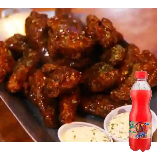 10X Alas Jumbo en Salsa Bbq Dulce +Hit Tropical 500ml