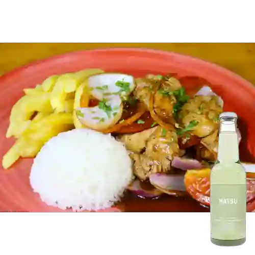 Combo Pollo Saltado +Hatsu Sandia Albahaca 300ml