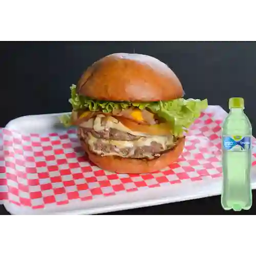 Hamburguesa Doble + Agua Brisa Saboriz. Lima Limón 600ml