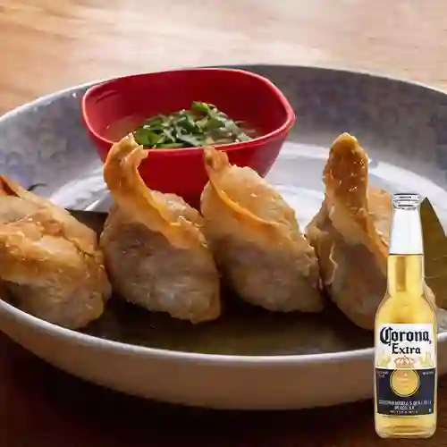 Combo Wontons de Cerdo y Camarón + Corona 350 ml