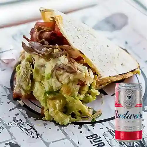 Combo Arepa Meat + Cerveza Budweiser Lta 269ml