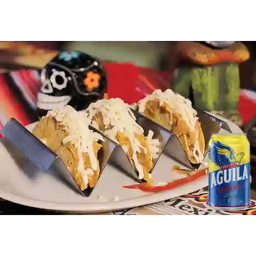 Combo Tacos + Cerveza Aguila Original Lta 330ml