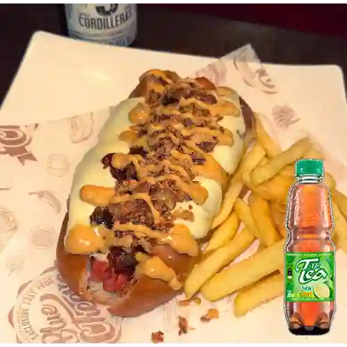 Combo Perro Bull Dog + Mr Tea Limón 500ml