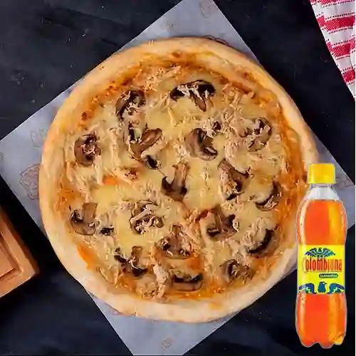 Combo Pizza de Pollo con Champiñón + Colombiana 250 ml