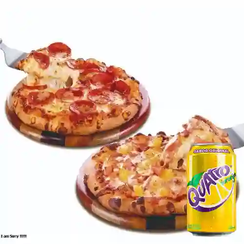 Doble Sabor 2 Pizzas Personales +Quatro Org 330ML