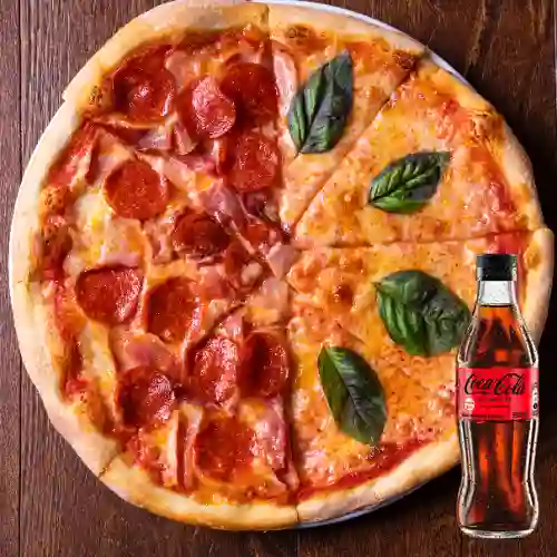 Combo Pizza por Mitades Mediana + Coca Cola Sin Azúcar 300ML