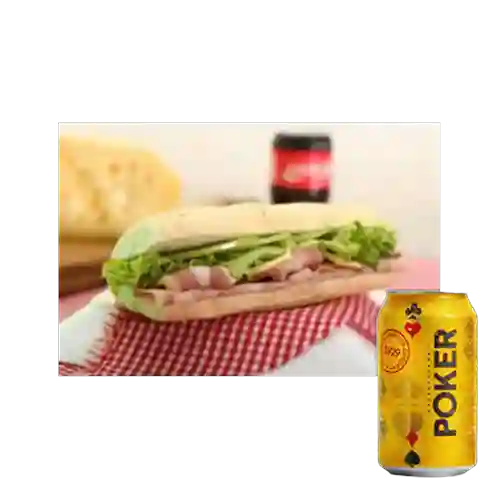 Combo Sándwich Cordero + Cerveza Poker Lta 330ml