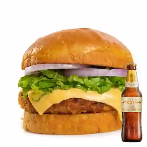Combo Hamburguesa de Cangrejo +Club col. Dorada 330 ml