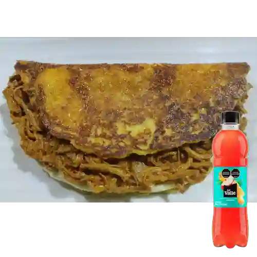 Cachapa Carne Desmechada +Del valle Salpicón 500ml