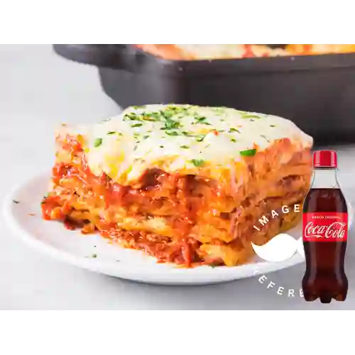 Lasaña a la Boloñesa c/ Pollo +Cocacola Org 250ml