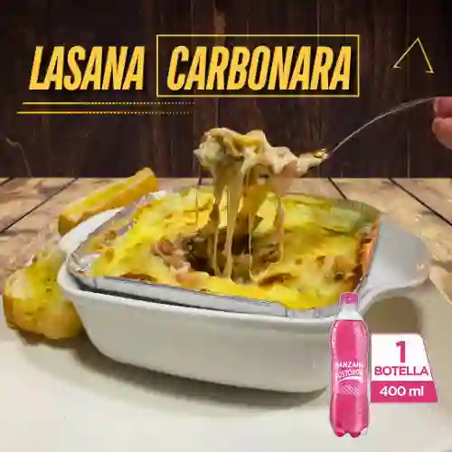 Combo Lasaña Carbonara + Postobón Manzana 400 ml