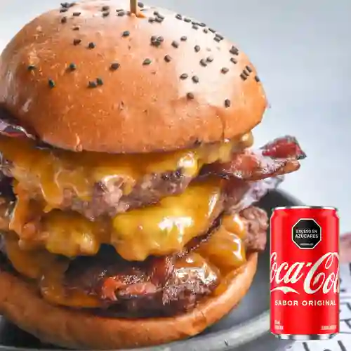 Combo Burger Triple Bacon + Coca Cola Original 235 ml