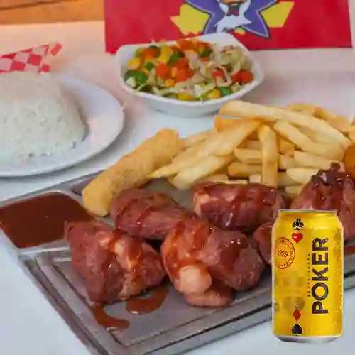 Combo Costillitas BBQ + Cerveza Poker Lta 330ml