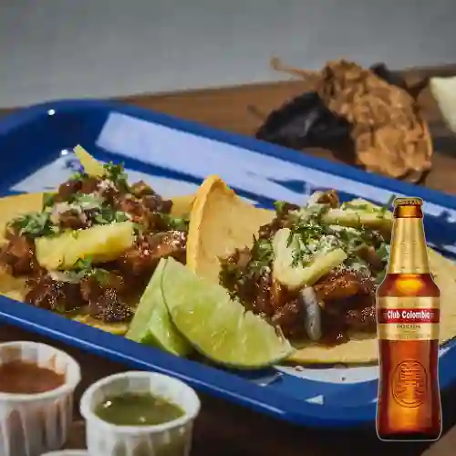 Combo Tacos Al Pastor + Club Colombia Dorada 350 ml