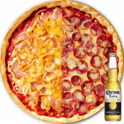 Combo Pizza Mediana por Mitades + Corona Bot. 355ml