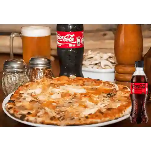 Combo Pizza Pollo y Champiñones + Coca Cola Sin Azúcar 400 ml