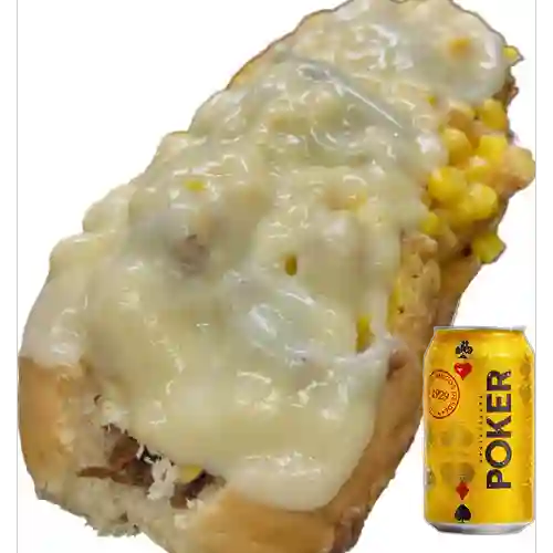 Combo Perro Vegetariano + Cerveza Poker Lta 330ml