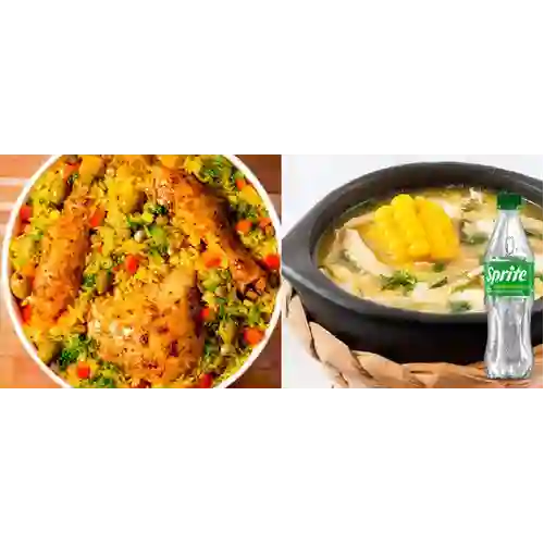 Combo Arroz con Pollo + Ajiaco + Sprite Original 400ml