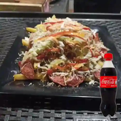 Combo Salchipapa Solo Carne + Cocacola 400 ml