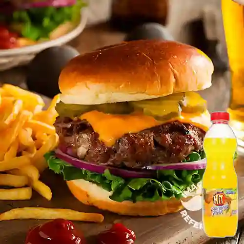 Combo Hamburguesa Tradicional +Hit Naranja Piña 500ml