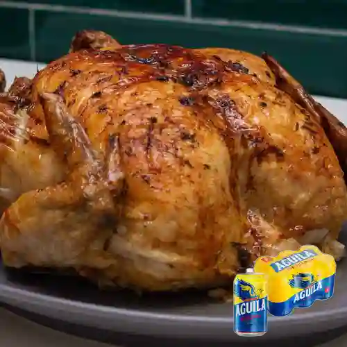 Combo 1 Pollo Al Horno + Aguila Sixpack 355 ml