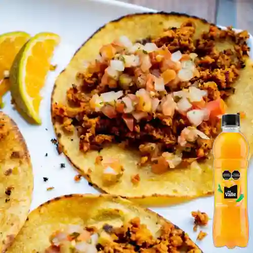 Combo 3 Tacos de Chorizo + Del Valle Frutal Mango 500ML