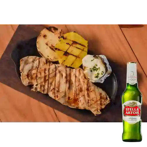 Combo Pechuga de Pollo - 300 G + Stella Artois 355 ml