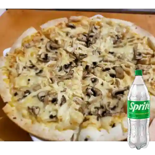 Combo Pizza Pollo Champiñones + Sprite Original 1.5Lt