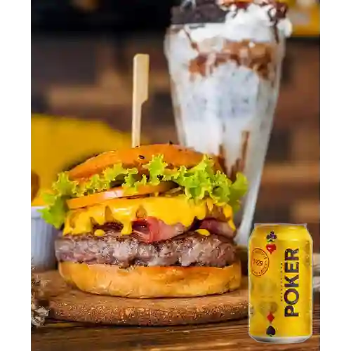 Combo Tasty Burger + Cerveza Poker Lta 330ml