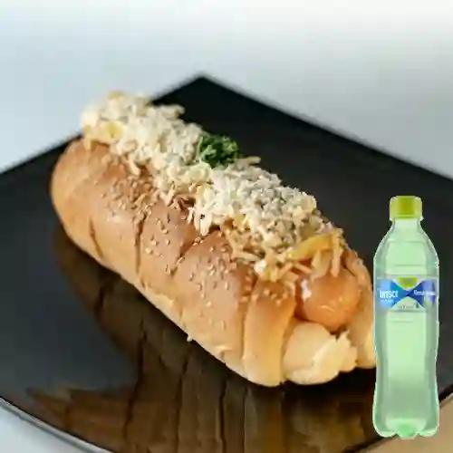 Combo Perro Suizo +Agua Brisa Sabor 600ml Lima Limón