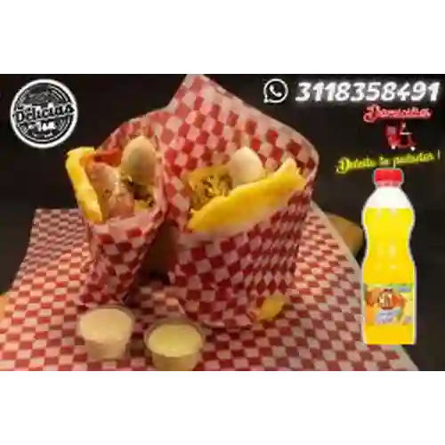 Combo C. Arepa con Todo + Jugo Hit 500ml
