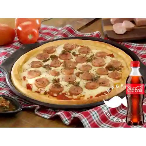 Pizza small chorizo + coca cola original