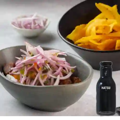 Ceviche de Chicharron Al Barril +Hatsu Negro 400ml