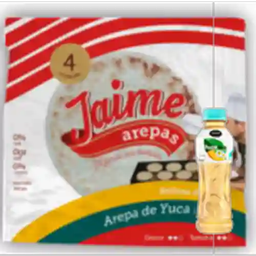 Arepas de Yuca c/Queso x4 +Fuzetea Mango Manzanilla 400ml