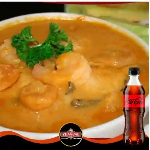 Cazuela Mixta (Bagre +Camarón ) + Cocacola ZERO 400ml