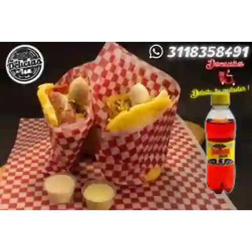 Combo C. Arepa con Todo + Gaseosa Postobon 250Ml