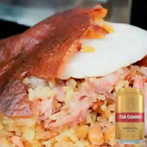 Combo Lechona Plato X 350gr + Club Colombia Dorada Lata 330ml