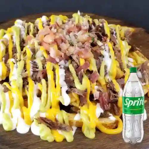 Papas Cheddar Grandes Res para 2 + Sprite Org 1.5Lt
