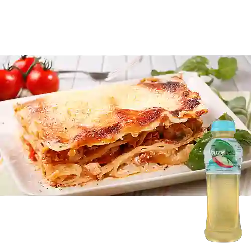 Lasagna Champiñones&Jamón +Fuzetea Manzana Limonaria 400ml