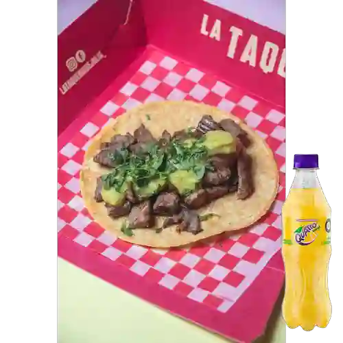 Combo Taco de Arrechera + Quatro Original 400ML