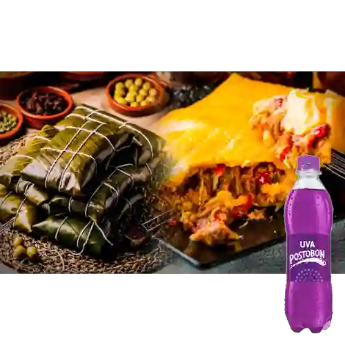 Combo Hallaca Venezolana + Postobon Uva 400 ml