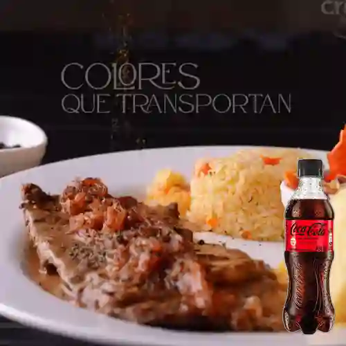 Combo Lomo Encebollado + Coca Cola Sin Azúcar 400 ml