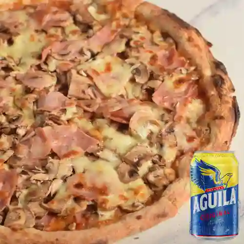 Combo Pizza Prosciutto Cotto e Funghi + Aguila Orig Lata 330ml