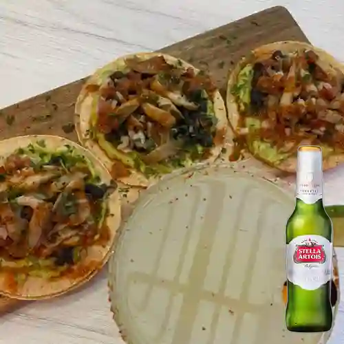 Combo Tacos No Pollo Rebosado + Stella Artois 330ml