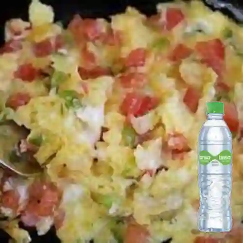 Combo Porción Huevos Pericos +Agua Brisa C/Gas 600ml