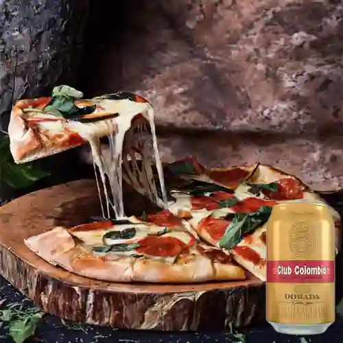 Combo Pizza Pepperoni&Queso + Club Col. Dorada Lata 330ml