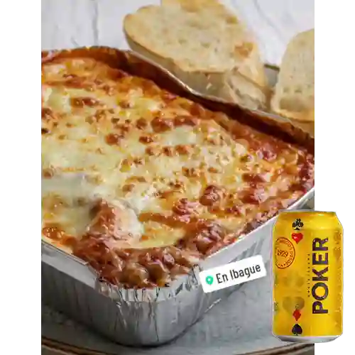 Combo Lasagna Mini + Cerveza Poker Lta 330ml